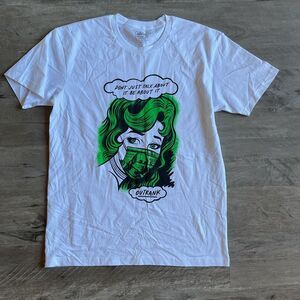 Outrank White Short Sleeve shirt "Don't Just Talk About It Be About It" Large
